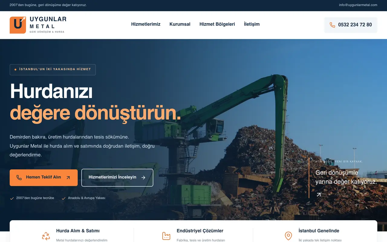 Uygunlar Metal gerçek ana sayfa görünümü
